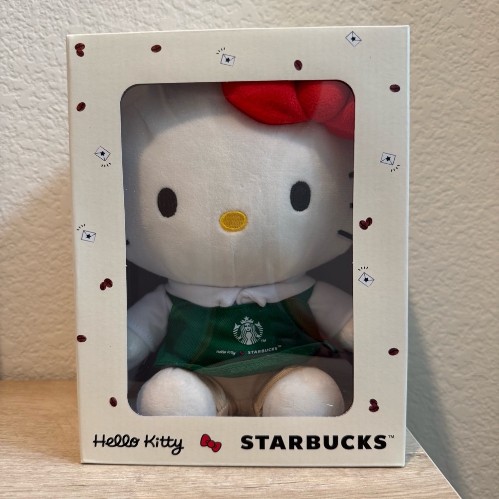 Starbucks Hello Kitty Plush with Red Bow and Green Apron